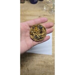 Vintage Metal Mesh Crystal Flower Brooch